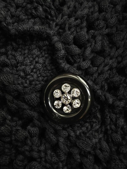 Chanel 25C Black Crochet Knit Cardigan
