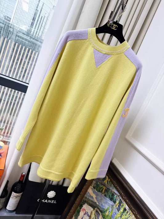 Chanel 24C Yellow Cashmere Sweater Dress