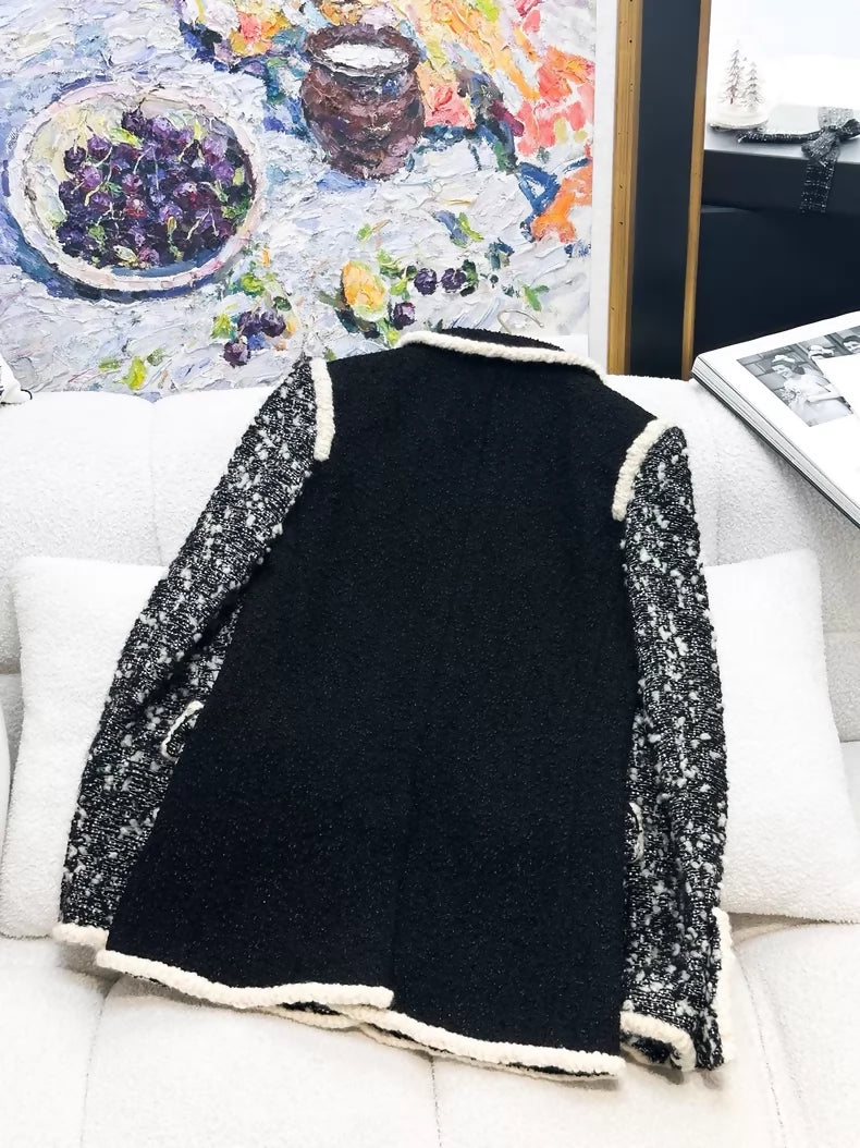 Chanel 19K black/grey/ecru tweed jacket