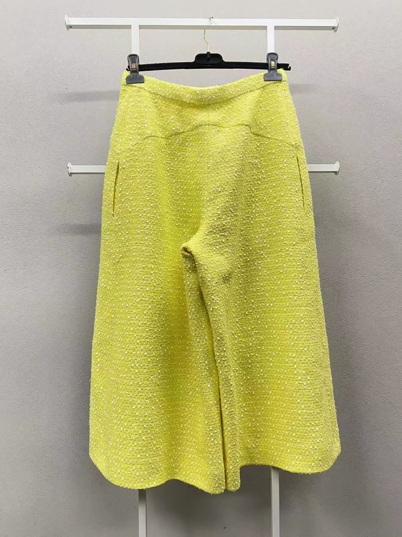 Chanel 19S Pale yellow wide-leg pants