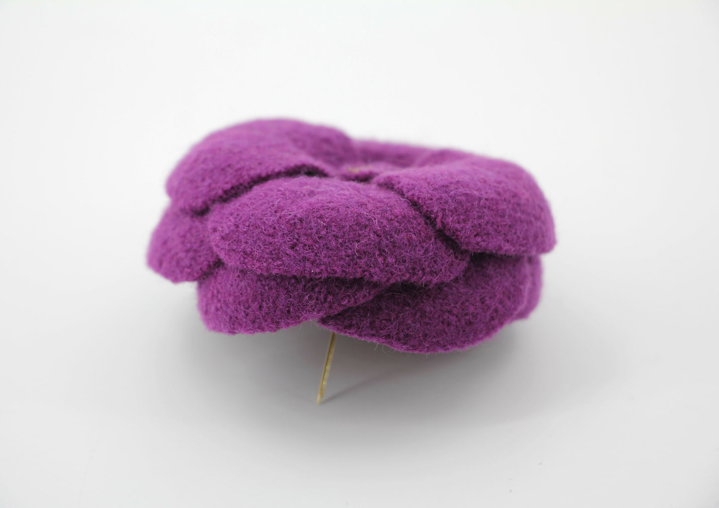 Chanel Vintage 81-85 Tweed Purple Large Camellia Brooch