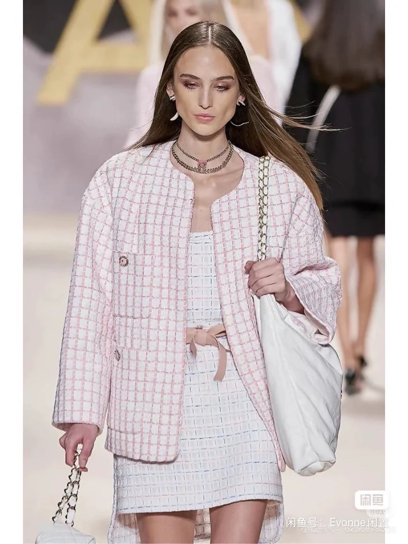 Chanel 22s pink and white jacket