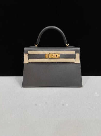 Hermes Mini Kelly 20 graphite grey Epsom leather Gold Hardware