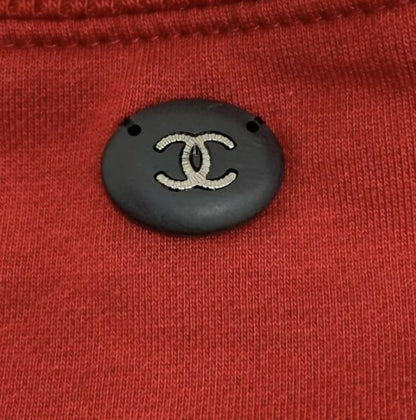 Chanel 17B Red Navy Blue Gabrielle Logo Pullover Sweater FR 46