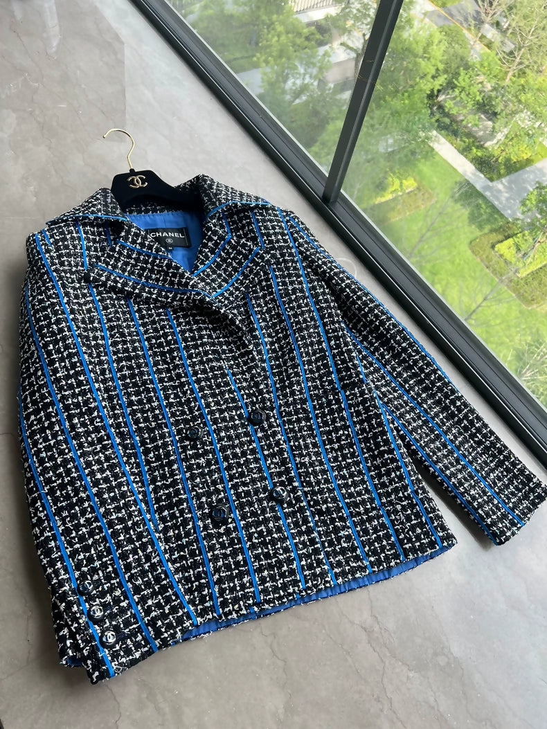 Chanel 20p blue tweed jacket