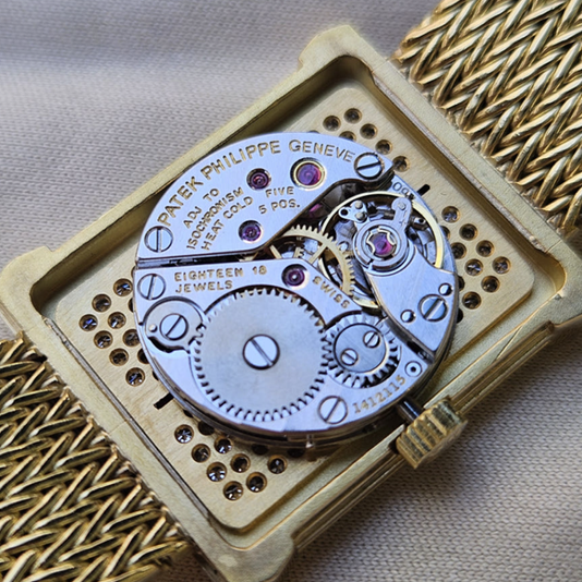 Patek Philippe Legreck 4633 Greek Goddess Original Diamond Full Pavé Vintage Women's Gold Watch 1980s