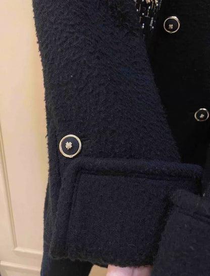 Chanel 20A black coat with gold embroidery details 38FR