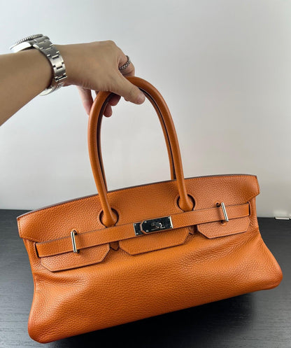 HERMES shoulder Birkin Orange Togo Leather palladium hardware