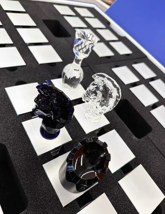 Hermes Saint-Louis Chess Game with Clear Crystal