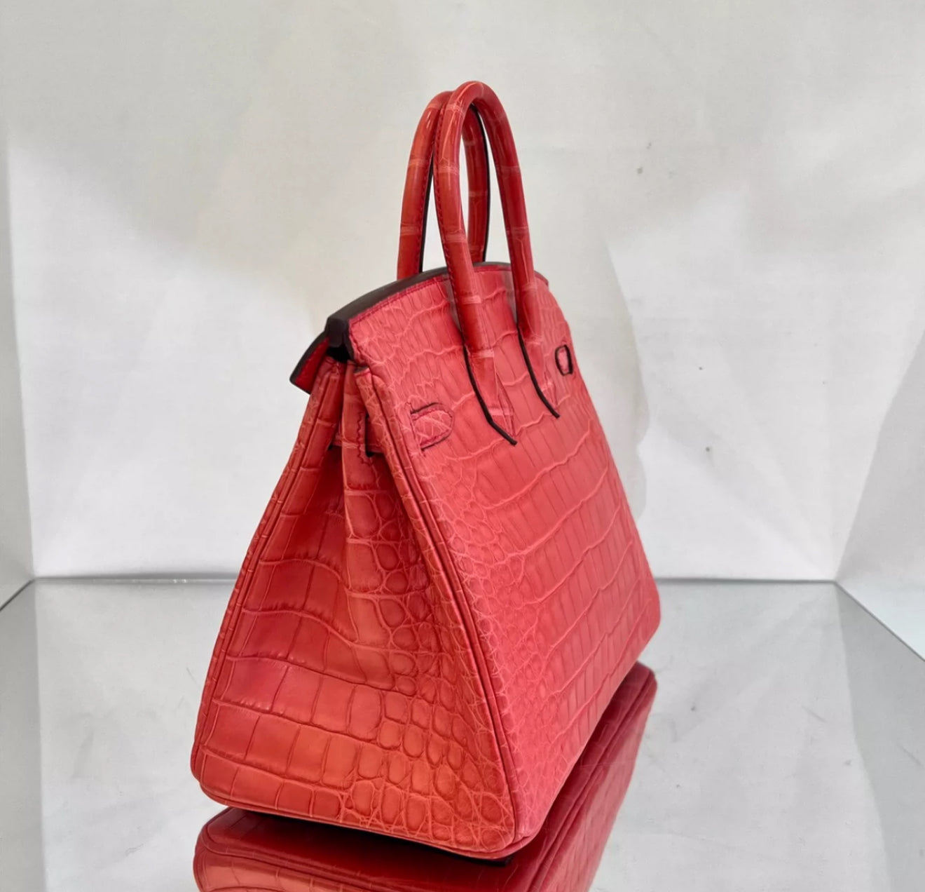 HERMÈS BIRKIN 25 BOUGAINVILLEA MATTE ALLIGATOR GOLD HARDWARE