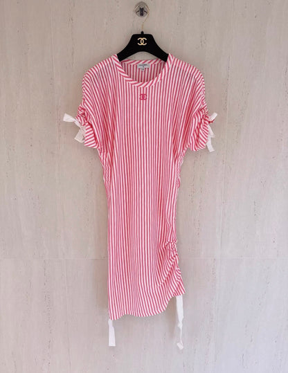 Chanel 19C Pink and White Striped Dress