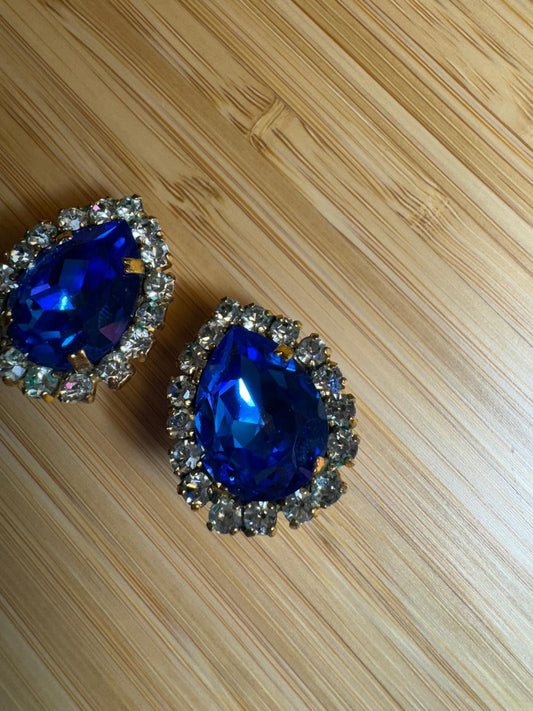 Chanel Vintage 95P Blue Rhinestone Barbie Earrings