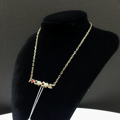 Chanel 17P gold letter pearl necklace