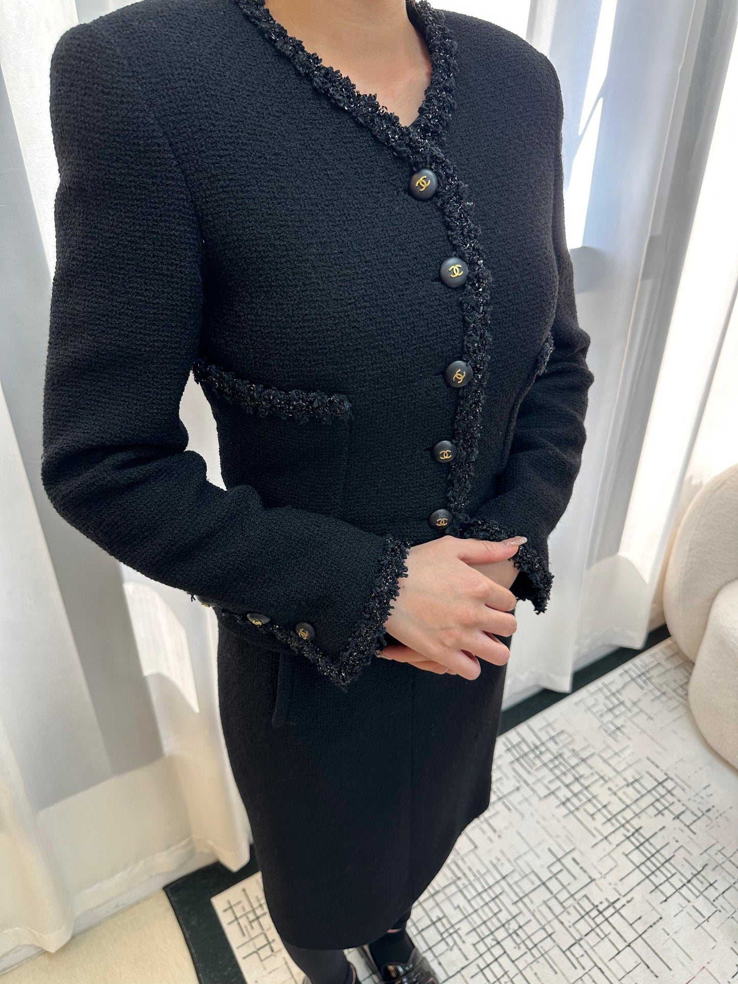 Chanel 90s black tweed Jacket and dress