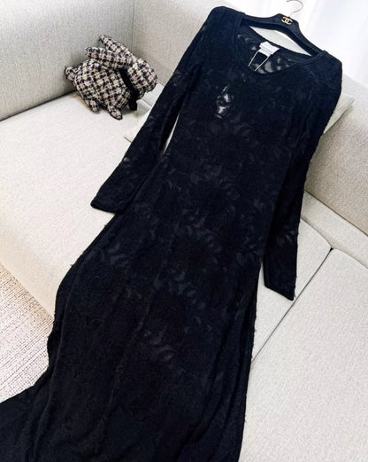 Chanel 24B black lace dress