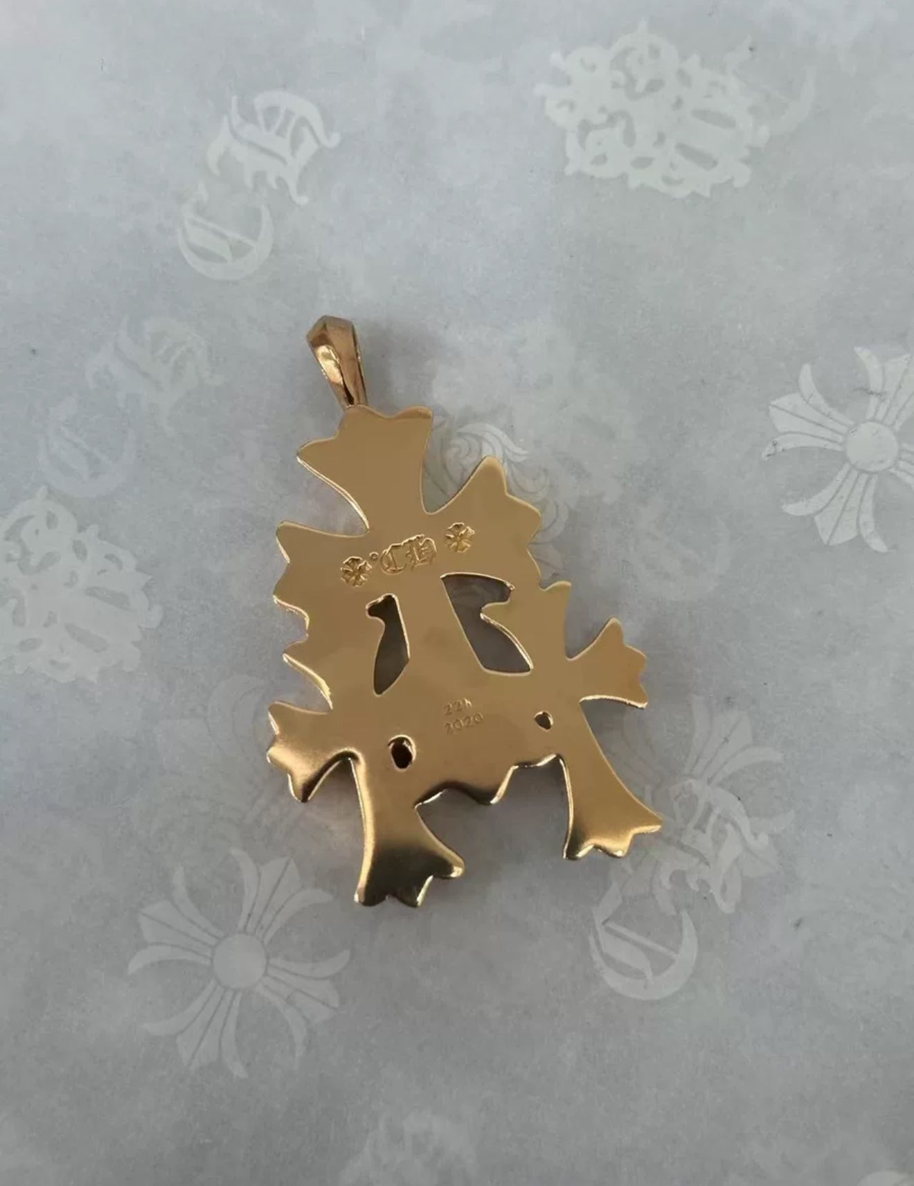 CHROME HEARTS TRIPLE CH CROSS DIAMOND PENDANT