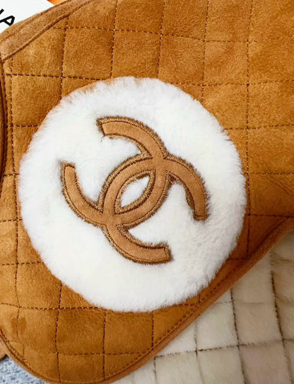 Chanel 24N coco neige ski series brown and white shearling hat