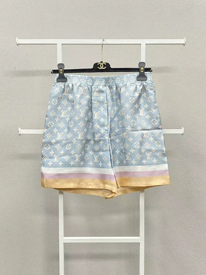 Louis Vuitton LV monogram print silk shorts