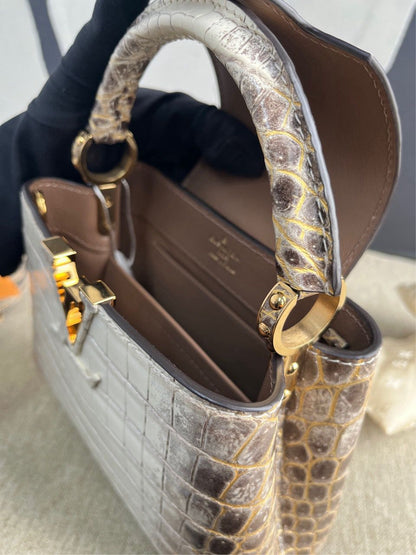 Louis Vuitton White Matte Himalaya Crocodile Mini Capucines