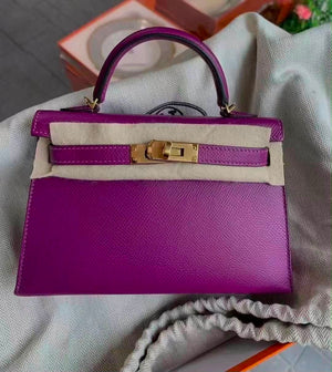 Hermes mini Kelly 20 Anemone Epsom leather Gold hardware