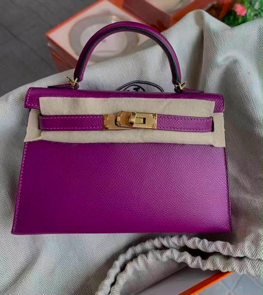 Hermes mini Kelly 20 Anemone Epsom leather Gold hardware