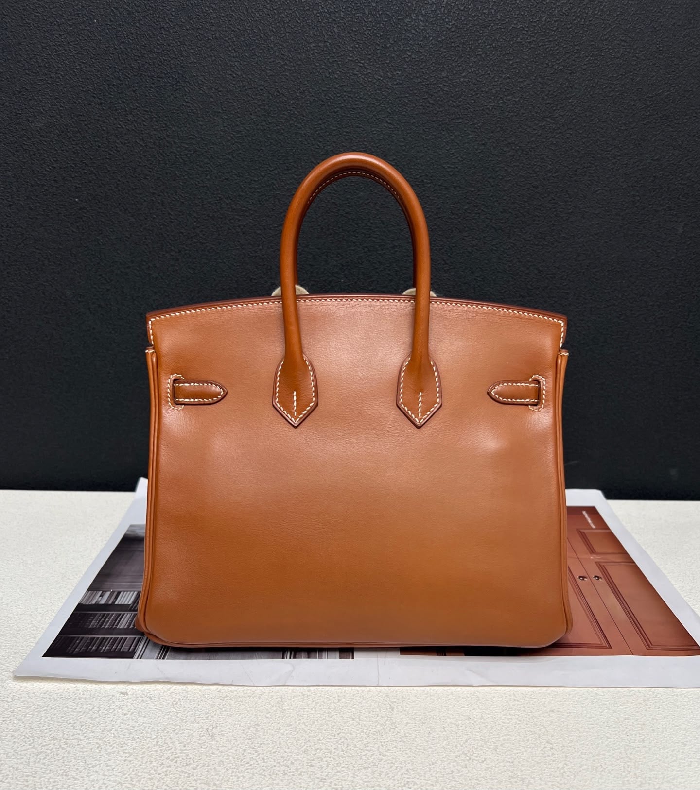 Rare Hermès Birkin 25 smooth Barenia leather gold hardware full set