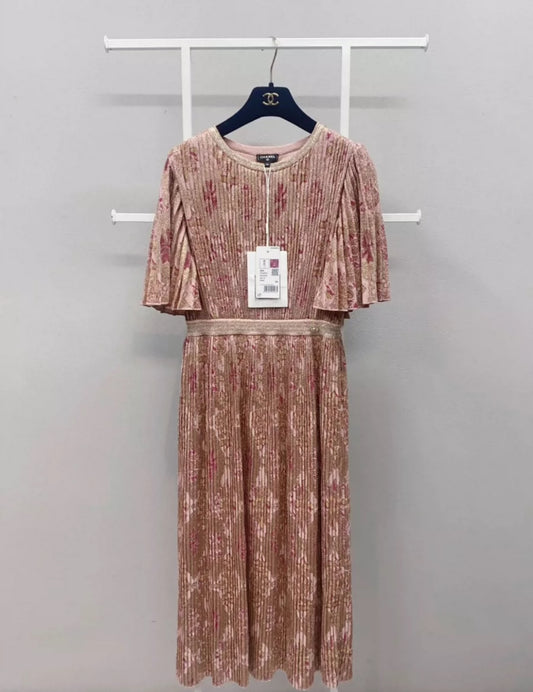 Chanel 20A Pink & Gold Viscose Dress