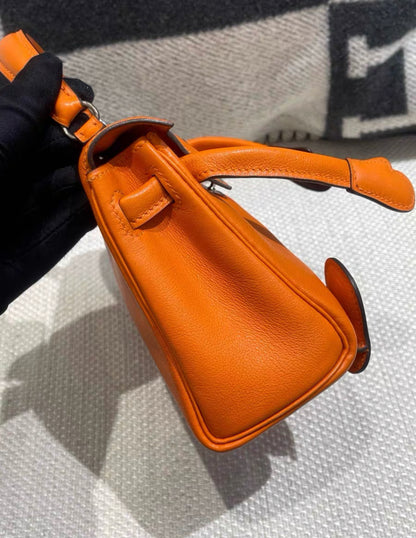 Hermes mini kelly doll Orange palladium hardware