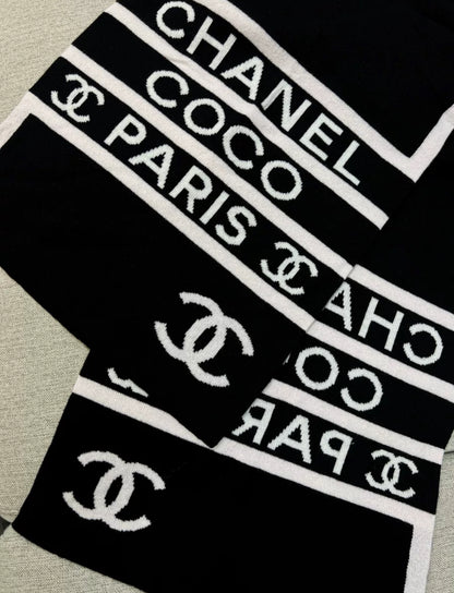 Chanel 24A Black & White Cashmere Scarf