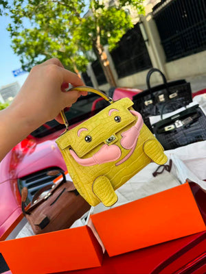 Hermès Kelly Doll Mimosa Matte Alligator & Sakura Swift Palladium hardware