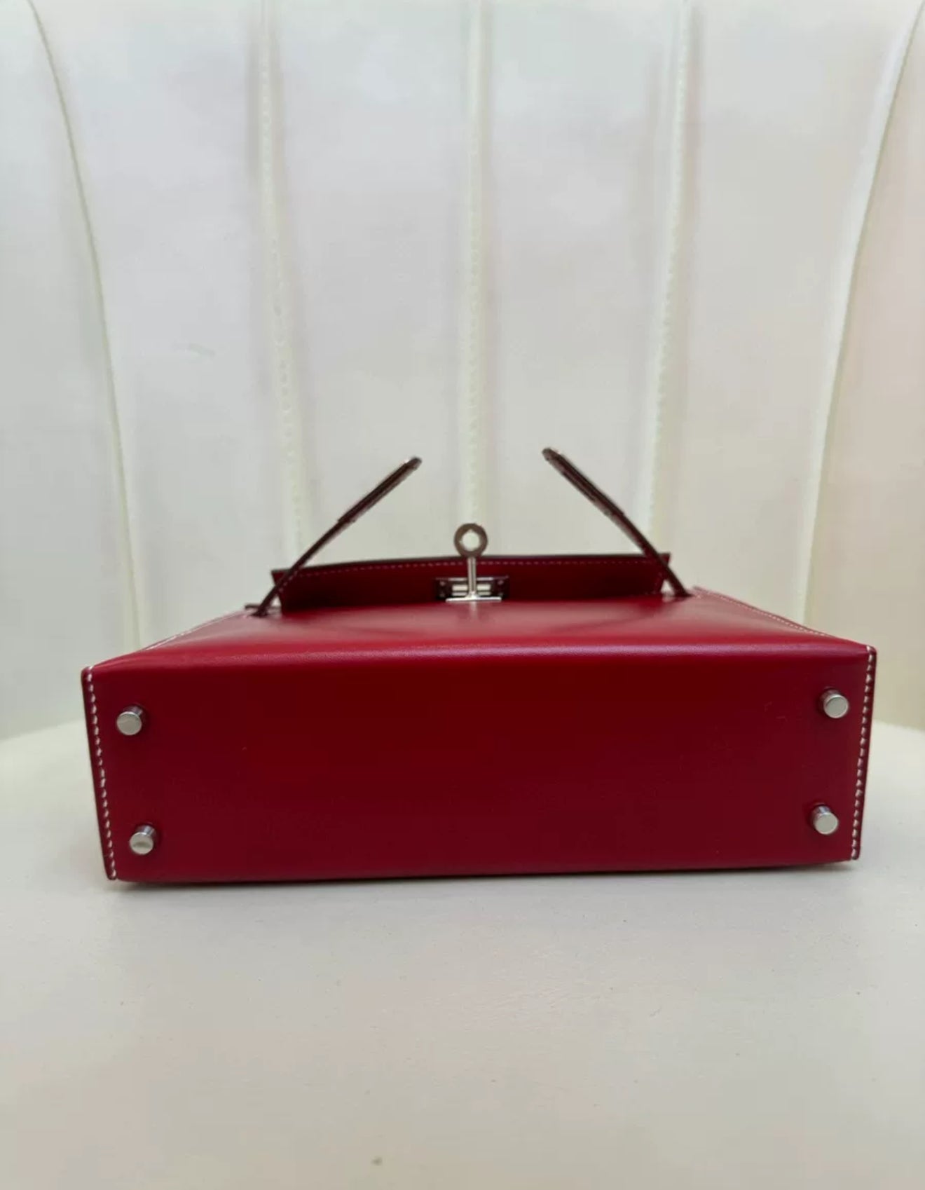 Rare Hermès Mini Kelly Ferrari red box leather with white