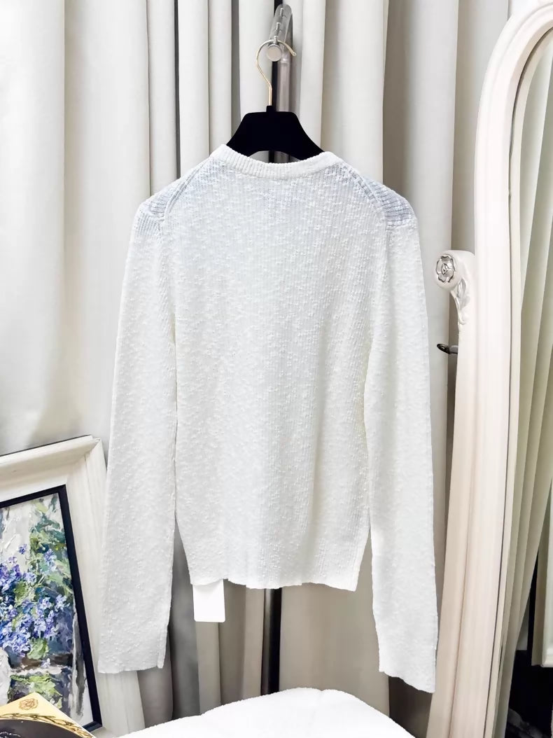 Chanel 25M white knit cardigan