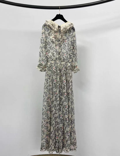 Chanel 23C silk print maxi dress