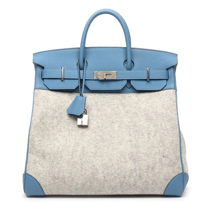 Hermes Birkin HAC 40 Todoo Wool and Blue Togo with Palladium Hardware