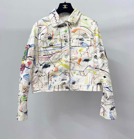 HERMÈS EMBROIDERED CHEVALOSCOPE DENIM JACKET 2023 size 40