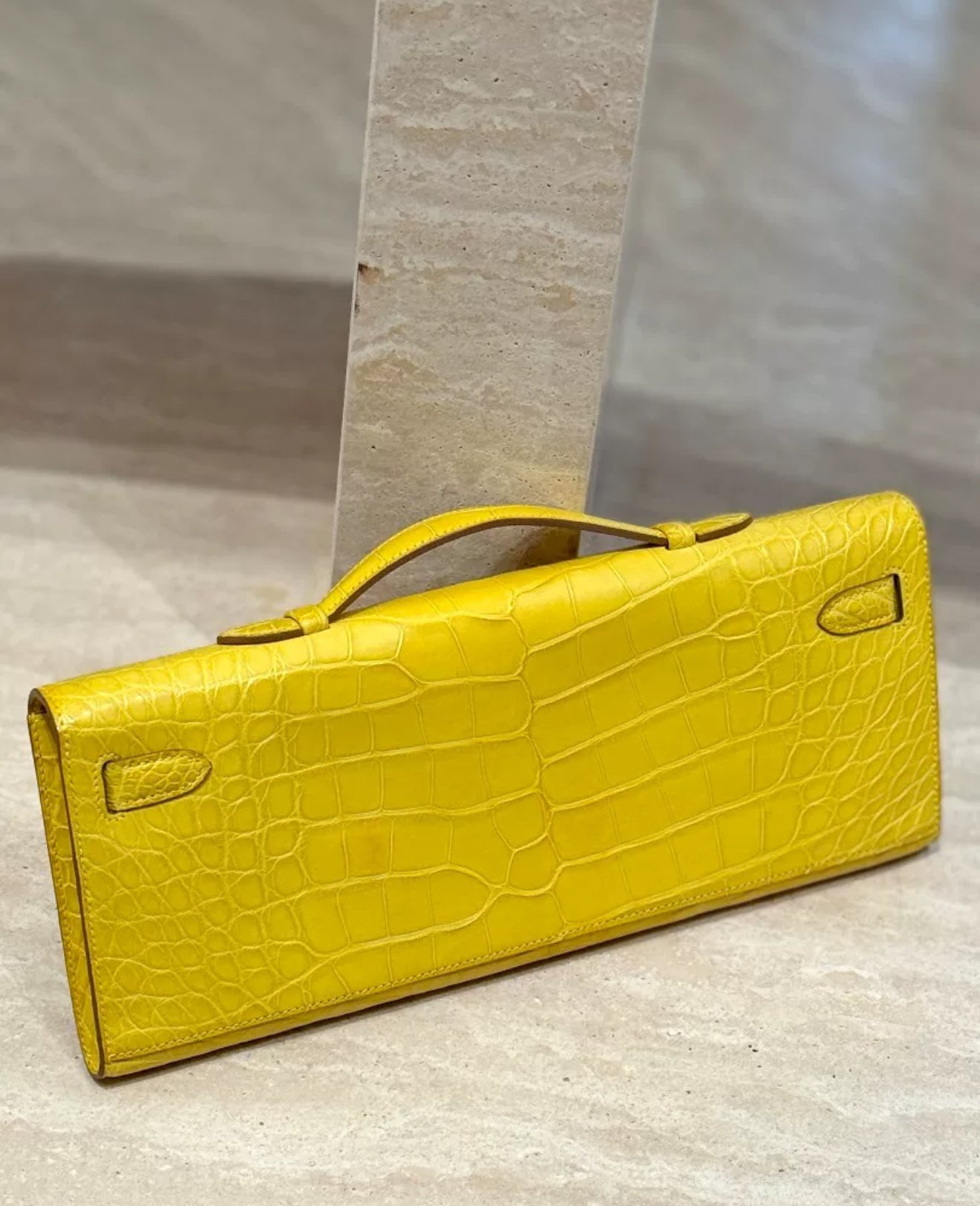Hermès Kelly Cut hermes Marigold Yellow Matte alligator Leather