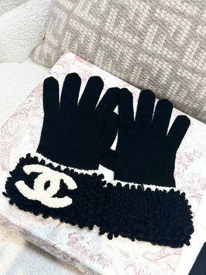 Chanel 24K black cashmere gloves