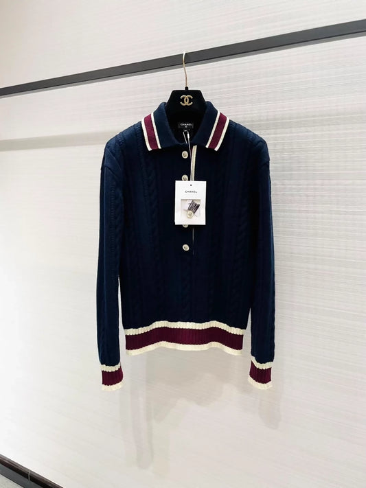 Chanel 26C blue cashmere knit sweater