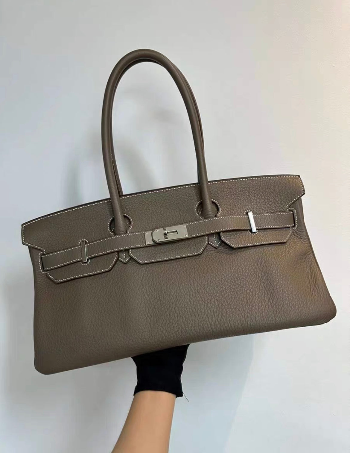 HERMES shoulder Birkin Etoupe palladium hardware