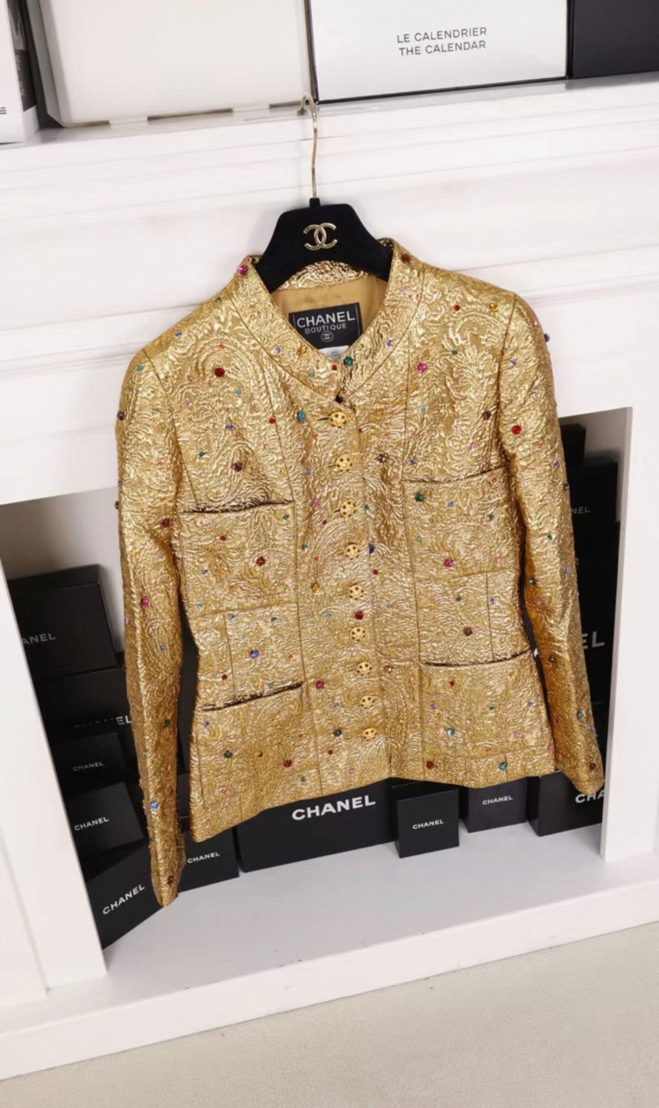 Chanel 1996 Runway gold Jacket with Colorful Gemstone and Glass Buttons