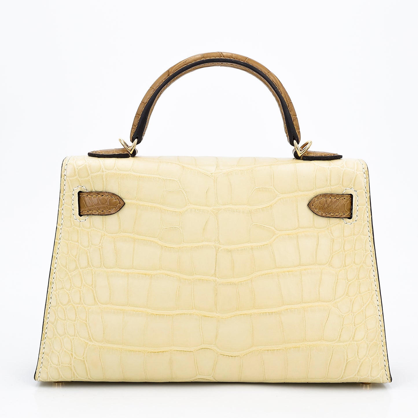 Hermes Mini Kelly 20 Kraft Vanille Matte Alligator Gold hardware