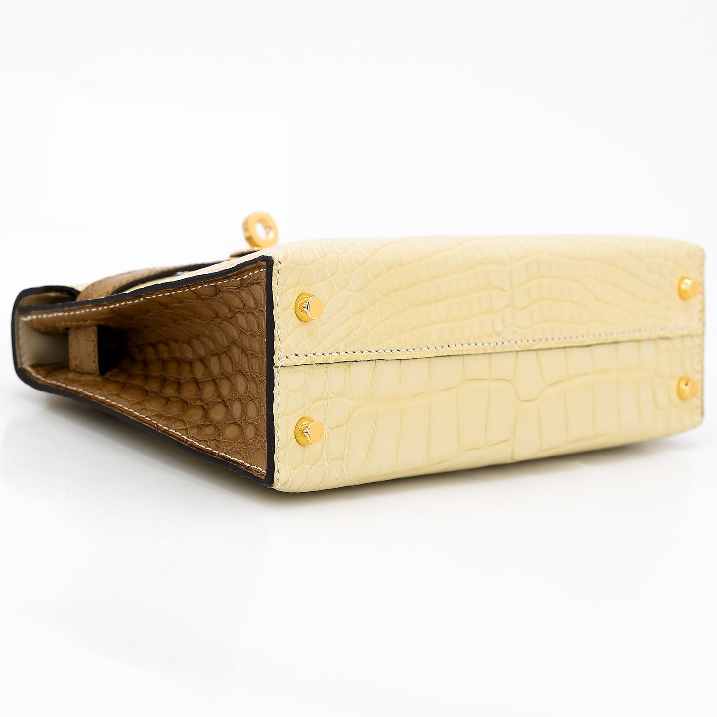 Hermes Mini Kelly 20 Kraft Vanille Matte Alligator Gold hardware