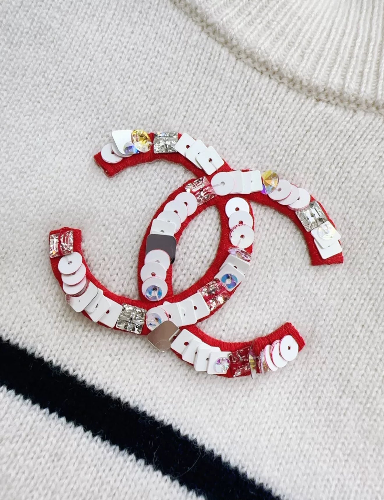 Chanel 23C Ecru Knitted Sweater