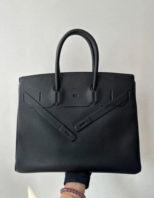 HERMÈS Birkin 35 Shadow Noir Swift Leather Palladium Hardware