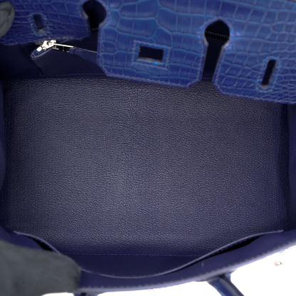 HERMÈS Birkin 25 Sellier Aizome Matte Crocodile Palladium hardware