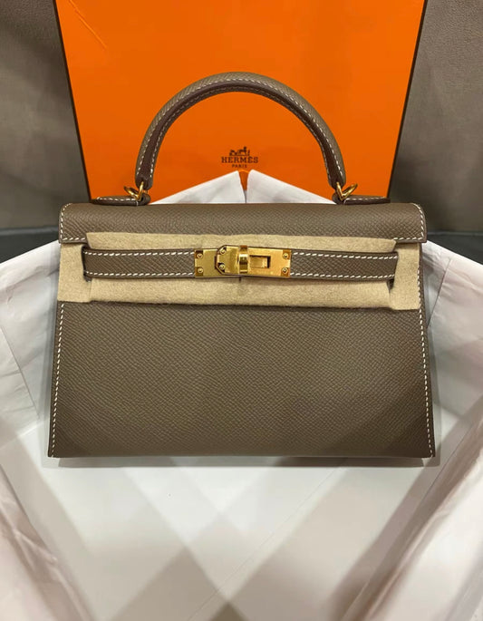 Hermès Kelly Etoupe Epsom Mini Gold Hardware