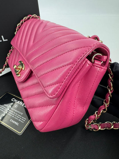 Chanel pink Lambskin Chevron Quilted Medium Double Flap