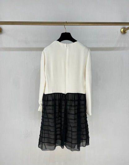 Chanel 22C black & white silk dress size 36