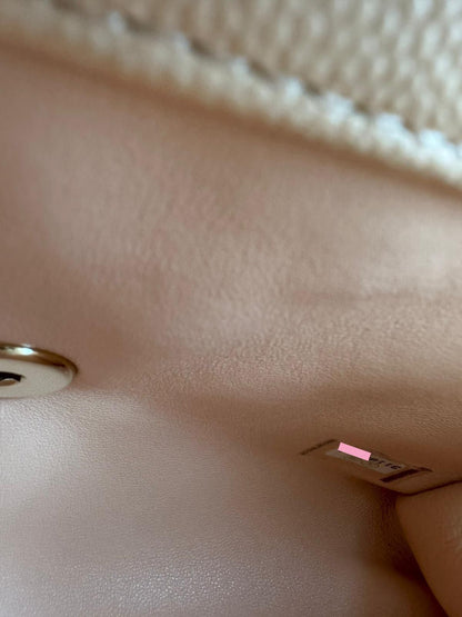 Chanel peach grained leather mini coco handle with light gold hardware