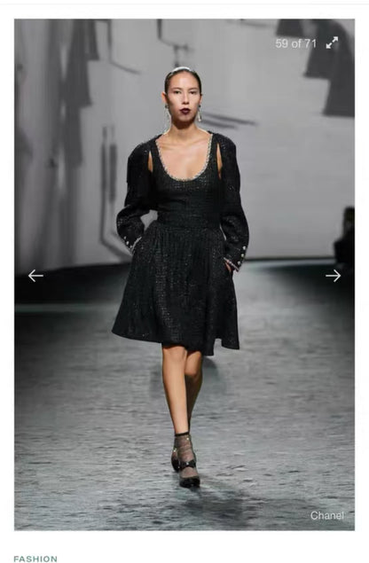 Chanel 23S Black tweed dress and jacket set